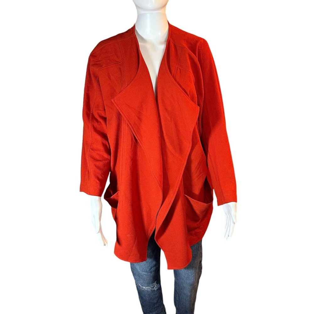 Laura Ashley Red Open Draped Pocket Lightweight cardigan size XL